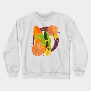 Retro surfboards badge - orange and green Crewneck Sweatshirt